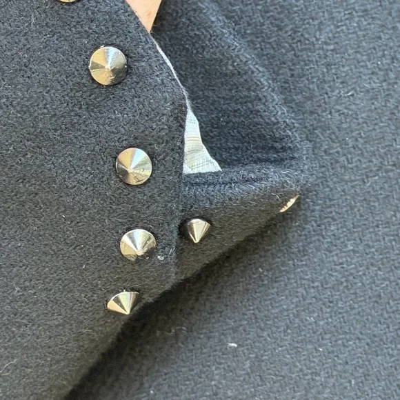 Zadig & Voltaire Black Wool Coat - with metal stud detail along collar and cuffs - Picture 6 of 8